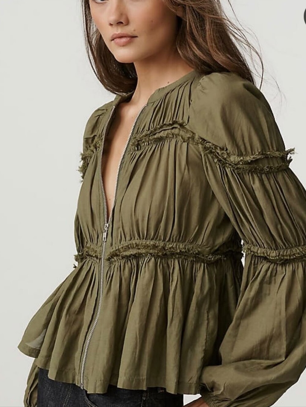 Anthropologie Olive Green Bomber Jacket